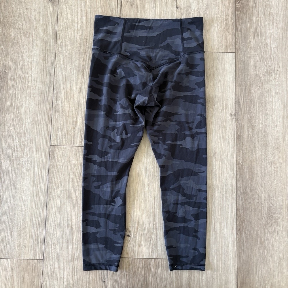 Athleta Elation 7/8 Tight Black Gray Camouflage Leggings Women's SP Stretch Logo - Picture 4 of 7